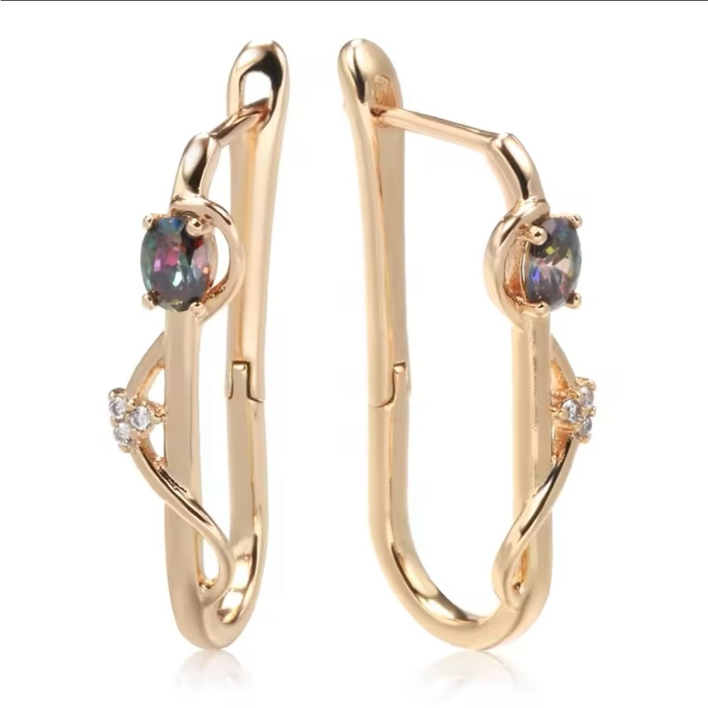 Rose Gold Mystic Point Long Earrings View 2